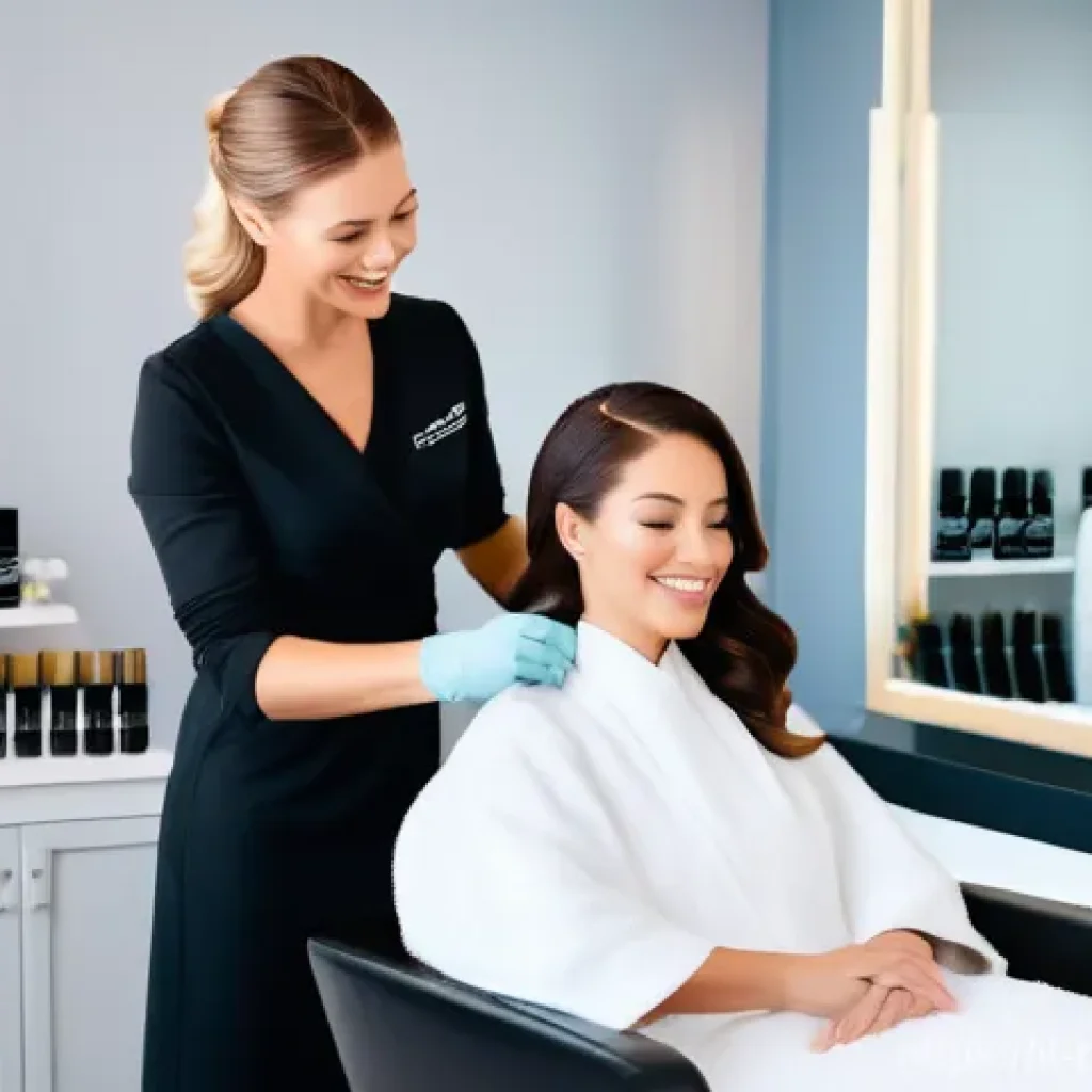 미용사 일일 매출 관리 방법 - The Enhanced Salon Experience**
    "A bright, modern hair salon with warm, inviting lighting. A fem...
