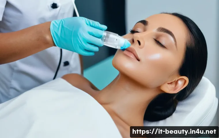 피부 미용 직종별 세부 업무 - A professional Italian esthetician performing a detailed facial treatment in a modern skincare clini...