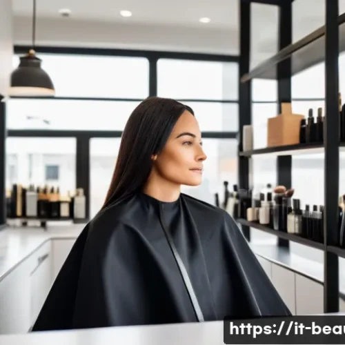 미용사 실무 과정에서 배우는 것들 - A professional hair stylist in a modern Italian salon carefully analyzing a female client's face sha...