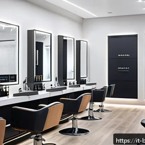 미용사 스케줄 관리 방법 - A modern hair salon interior showing multiple hairstylists managing client appointments efficiently;...
