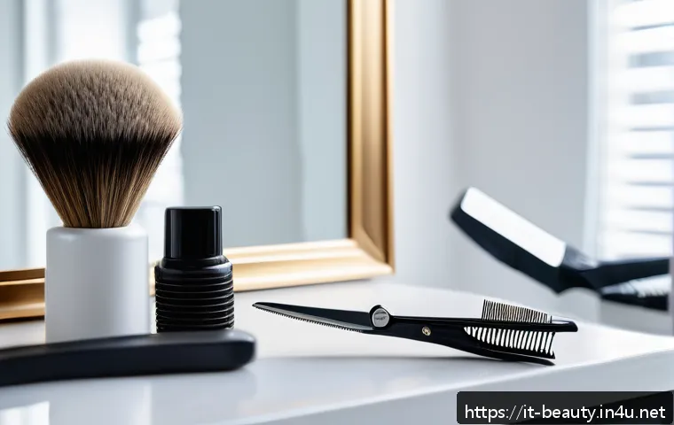 미용사 실기 시험 준비물 체크리스트 - A professional hairstylist’s exam setup on a clean white table, featuring high-quality hairdressing ...